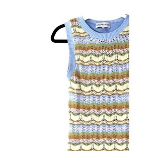 Willow & Wind Women Maxi Dress Small Lined Crochet Striped Boho Knit Cottagecore